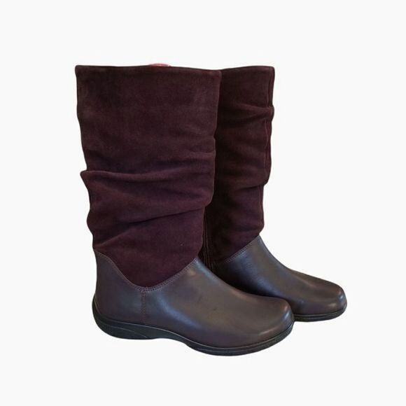 Hotter Mystery Maroon Leather Suede Boots Size 5.5 - Picture 1 of 8